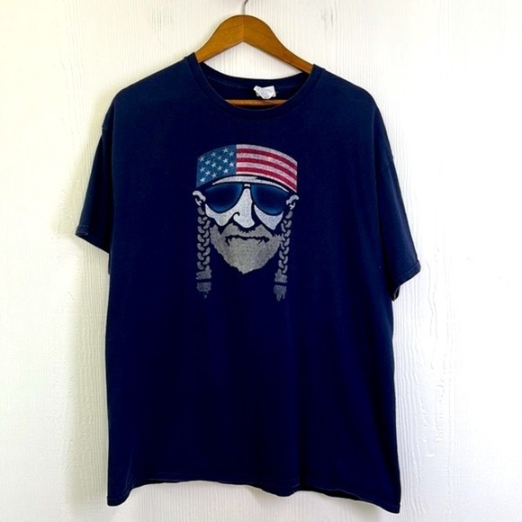 Delta - Willie Nelson Navy American Flag Graphic Short Sleeve T Shirt Size XL - Picture 6 of 8